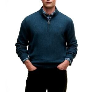 Barbour Men's Mallard Green Kelson Quarter-Zip Knitted Jumper Size L